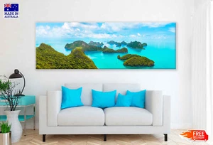 Panoramic Canvas Island Sea Aerial High Quality 100% Australian Made Quality - Picture 1 of 3