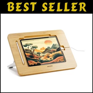 Eco-Friendly Bamboo Adjustable Tablet Stand - Lightweight, 9.7-11 Inch Devices - Picture 1 of 9