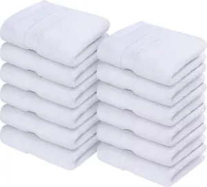 12X White Guest Hand Towels 100% Cotton 30X50 cm Hotel Quality Towels 600GSM. - Picture 1 of 4
