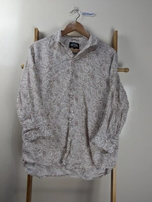 Beams Linen Beige Floral Button Up Shirt Size XL - Image 1 of 4