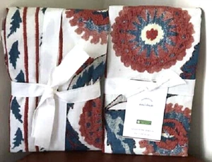 Pottery Barn Anu Suzani Duvet Cover Set Red Blue King 2 King Shams Embroidered🦩 - Picture 1 of 3