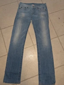 Pantalones de mezclilla True Religion para mujer talla 28 lavado claro RN#112790 cintura talla 31 tiro bajo - Imagen 1 de 9