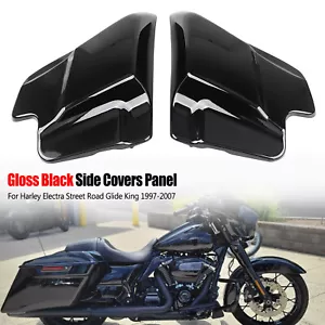 Vivid Black ABS Plastic Side Covers For Harley Road King Electra Glide 97-07 - Picture 1 of 13