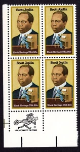 Scott #2044 20¢ Scott Joplin Black Heritage Zip Block of 4 Stamps - MNH - Picture 1 of 1