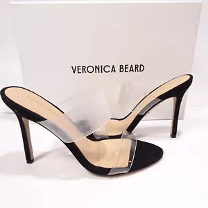 Sandalias de tacón Veronica Beard para mujer de gamuza Asha 7,5 nuevas en caja $395,00 negras - Imagen 1 de 11