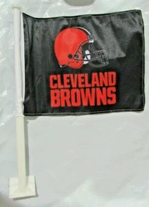NFL Cleveland Browns Helmet on Black Car Window Flag by Rico Industries - Picture 1 of 1