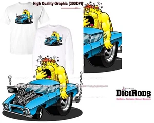 DigiRods Mad Hot Rod Weary Rider Fun Digital Graphic T Shirt - Picture 1 of 5