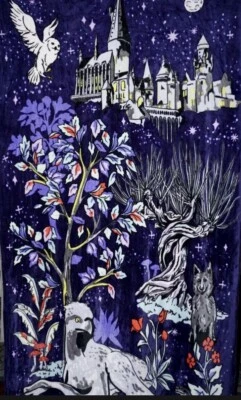 New Vera Bradley  Forbidden Forest Castle Harry Potter Purple Plush Blanket Owls - Image 1 of 4