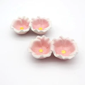 Lily Votive Candle Holders, Pair (2), Pink and White, Rose Votive, Trinket Dish, - Picture 1 of 4