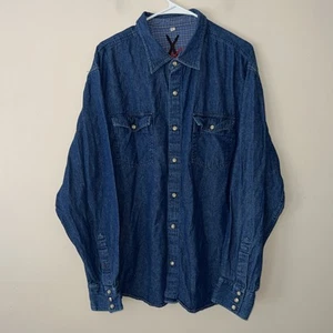 Scully Denim Shirt Men's XL Blue Jean Long Sleeve Pearl Snap Collared Western - Picture 1 of 6