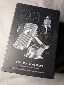 Car Phone Mount 3 in 1 Phone Holder for Car Dashboard/Windscreen/Air Vent Stand - Picture 1 of 4