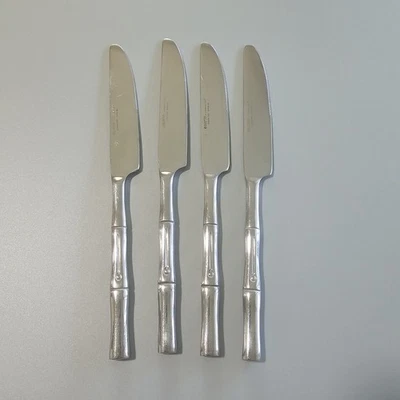 Juego de 4 cuchillos de cena de bambú de acero inoxidable Hampton Silversmiths cubiertos 9" Foto 1 de 3