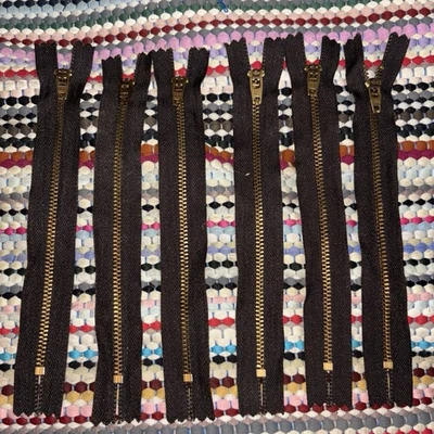 6 Brass 7” Dark Brown YKK Jean Zips Heavy Duty Closed End Trouser Zipper Metal - Image 1 of 4