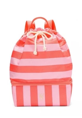 Victoria's Secret розовый и коралл полоски окончательный пляж сумка рюкзак кулер новый с Ярлыками - Изображение 1 из 4