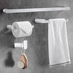 Porta Asciugamani Bagno Set di 4 Montata a Parete 40cm Alluminio Ganci per - Foto 1 di 12