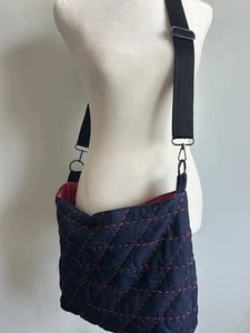 Handmade Quilted Crossbody Denim Bag New Made In Europe Blue - Picture 1 of 8
