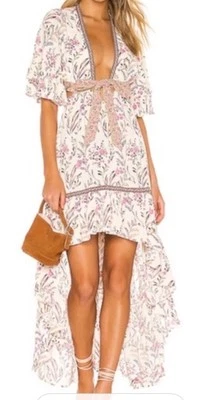 Vestido Spell And The Gypsy Crema Floral Manga Alta Baja Acampanada Talla S Foto 1 de 4