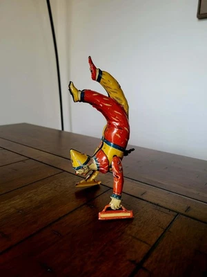 Juguete de hojalata vintage Issmayer Handstand payaso cuerda hecho en Alemania 7" Foto 1 de 4