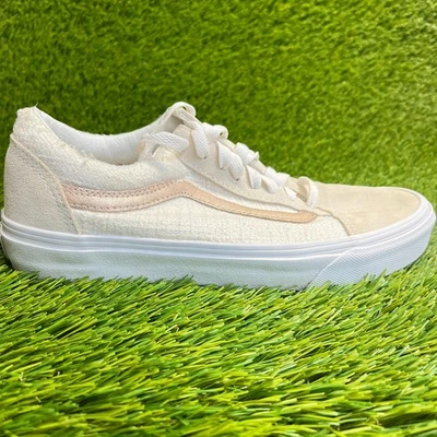 Vans Old Skool женщин размер 9 бежевый белый Athletic ходьбы коньков туфли кроссовки - Изображение 1 из 4