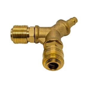 Druckluftverteiler 2-fach komplett mit Kupplungs-Stecker aus Messing Innengewind - Picture 1 of 7