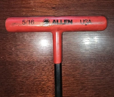 Allen USA T Handle Allen Hex Wrench Red Rubber Grip - 5/16 - 9" - Used - Image 1 of 3