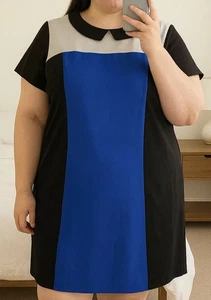 Simply Be black White and blue Midi Dress - Size 18 New With Tags. - Picture 1 of 6