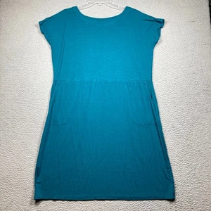 J Jill Wearever Collection Dress Women's Large Blue Green Knee Length Stretch - Picture 1 of 9