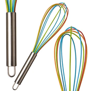 Whisk Stainless steel handle whisk Silicone Coated Multi Coloured Wire Utensil - Picture 1 of 3