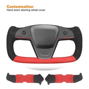 Custom Alcantara Steering Wheel Cover for Tesla Model S Yoke Model X 2021-2023 - Picture 1 of 11