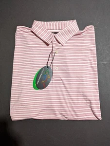 NWT MEN'S GREG NORMAN POLO, SIZE: L, COLOR: PINK/WHITE STRIPED (M4) - Picture 1 of 2