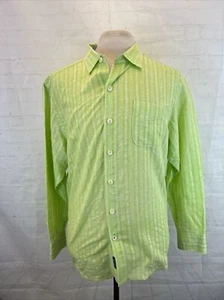 SPRING/SUMMER Tommy Bahama Men's Lime Green Stripe Linen Blend Dress Shirt L $98 - Picture 1 of 10