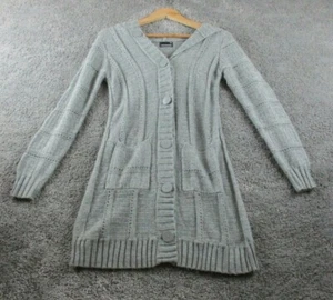 Jeanswest Cardigan XS Knit Long Sleeve Button Long Length Grey Womens Warm Cosy - Picture 1 of 8