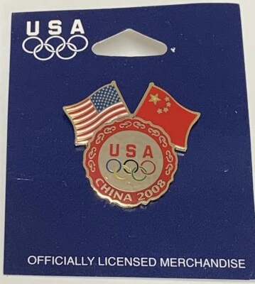 Team USA Olympic Pin USA CHINA Flag 2008 - Image 1 of 4