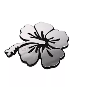 Hibiscus Flower Chrome ABS Plastic Decal Emblem Badge Sticker 3.75 x 4 Inches - Bild 1 von 3