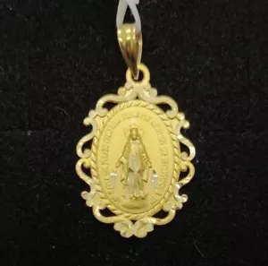 Colgante oro 9k. Medalla Virgen Milagrosa 23,8 mm. - Imagen 1 de 5