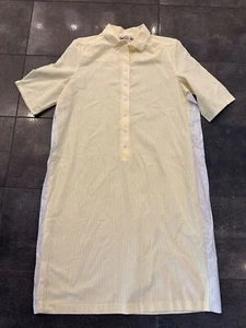 Camisón bata ORVIS mezcla de algodón para mujer amarillo blanco a rayas medio botón grande - Imagen 1 de 6