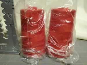 COATS Astra Tex27 Thread SCARLET soft 100% Spun Poly 6000Y--lot of 2 - Picture 1 of 4