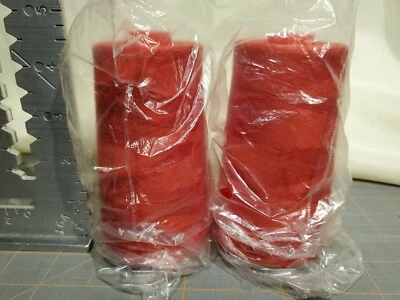 COATS Astra Tex27 Thread SCARLET soft 100% Spun Poly 6000Y--lot of 2 - Image 1 of 4