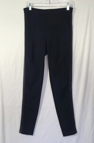 AUTENTICO Burberry Designer pantaloni smoking da donna neri in pelle a righe US 6