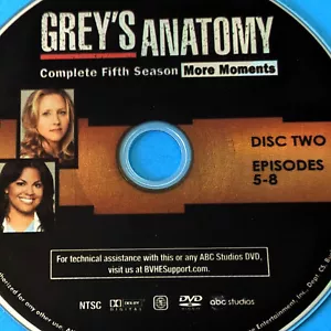 GREY'S ANATOMY Season 5 DISC 2 DVD REPLACEMENT only - single Disc Only 5th fifth - Picture 1 of 5