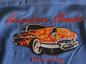1955 Oldsmobile Cubavera Hotrod Shop '55 Olds Button Up Vtg Style Bowling Shirt - Picture 1 of 10