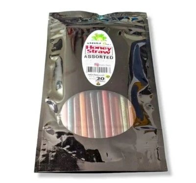 HONEY STICKS 20 Straws ASSORTED FLAVORS STIX PURE USA HONEY in Each Honey Straw - Image 1 of 4