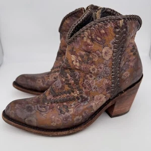 Liberty Black Womens Sz 8 Lindsay Ankle Boot Mini Rosa Floral Distressed Cowgirl - Picture 1 of 15