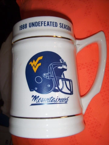 1988 WVU Mountaineers Football Undefeated Season Stein Mug West Virginia Cover