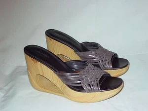 Womens Retro Style Simulated Wood Platform Heels Sandals Shoes Close To Size 9 - Picture 1 of 9