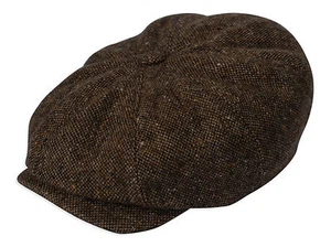 Gamble & Gunn Molloy & Sons Irish Donegal Tweed British Made Brown ButtonTop Cap - Foto 1 di 2