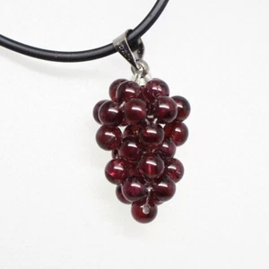 Natural Garnet Stone Bead Handmade 14mmX20mm Amaranth Grape Pendant Necklace 18" - Picture 1 of 3