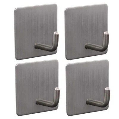 Heavy Duty Adhesive New Wall Hooks Stainless Steel Waterproof  Silver 10 Pack - Image 1 of 4