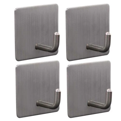 Heavy Duty Adhesive New Wall Hooks Stainless Steel Waterproof  Silver 10 Pack - Image 1 of 4