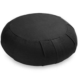 15" Round Organic Cotton Buckwheat Hull Meditation Cushion - Black - Picture 1 of 1